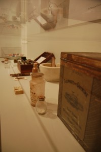 Preserved materials on display in the Dr. Sappington Memorial Building