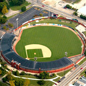 Shown is an aerial view of Bosse Field located in Evansville, Indiana, where the majority of the baseball scenes in “A League of Their Own” was filmed. Bosse Field is the third-oldest baseball field still in the United States, behind Wrigley Field in Chicago and Fenway Park in Chicago. Photo courtesy of sluggermuseum.com. 
