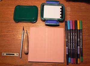 Tools for making a stamp. 