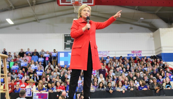 Hillary Clinton speaks to a crowd in Des Moines on Jan. 30. Photo by Austin Hornbostel/TMN.