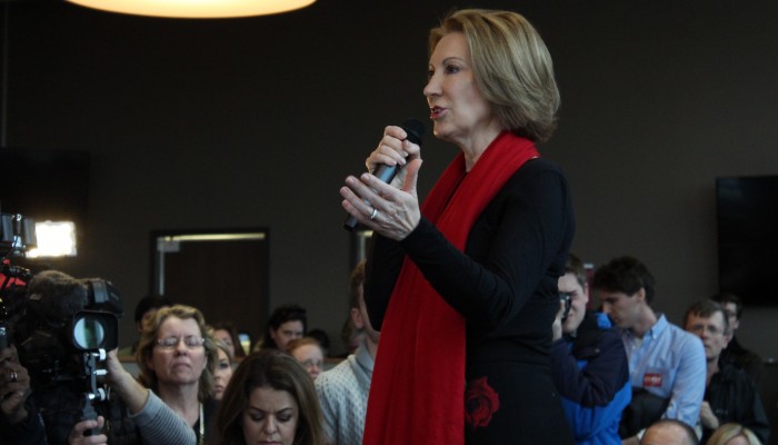 Carly Fiorina speaks at a rally on Jan. 31. Photo by Jonah McKeown/TMN.