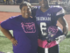 Senior defensive back Jordan Brown stands with his mother Pam Brown. He wears pink to support her battle with breast cancer.
